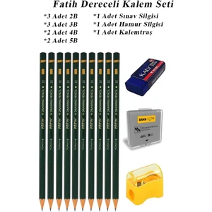 Resim Kalemi Fatih Dereceli Kalem Seti Karakalem Seti 2b 3b 4b 5b 13'lü Set Sınav Silgisi ve Hamur Silgi Kalemtraş
