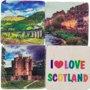 Dünyadan Hediyeler Iskoçya Temalı Dörtlü Taş Magnet