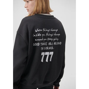 Bisiklet Yaka Gri Sweatshirt