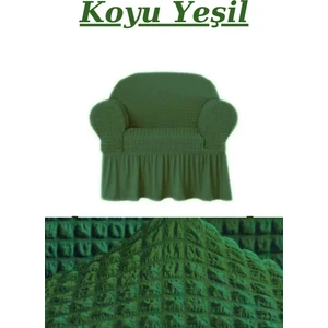 Bürümcük Tek Kişilik Koltuk Örtüsü. Etekli Streç Esnek Lastikli Berjer Kılıfı