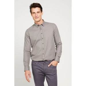 Altınyıldız Classics Erkek Kahverengi Slim Fit Dar Kesim Düğmeli Yaka Flanel Oduncu Kışlık Gömlek