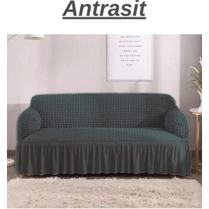 Bürümcük 3 Kişilik Koltuk Örtüsü. Etekli Streç Esnek Lastikli Çekyat Kanepe Kılıfı