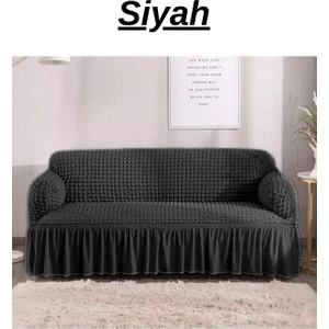 Bürümcük 3 Kişilik Koltuk Örtüsü. Etekli Streç Esnek Lastikli Çekyat Kanepe Kılıfı