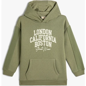 Kapşonlu Sweatshirt Şehir Baskılı Kanguru Cepli Şardonlu Pamuklu
