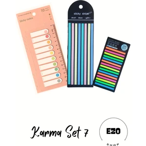 3 Lü Set Postit Uzun Kısa Serit Seffaf Yapiskanli Not Kagidi Kirtasiye Post It Karma Set-7
