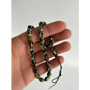 Oval Kesim Kokulu Mozaik Toz Kehribar Tesbih 33LÜK 6mm A003