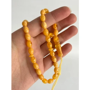 Oval Kesim Kokulu Toz Kehribar Tesbih 33LÜK 6mm A004