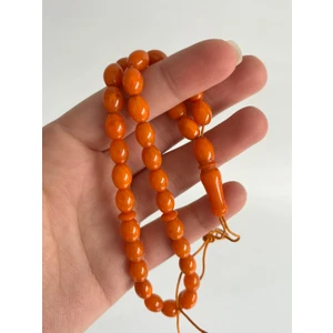 Oval Kesim Kokulu Toz Kehribar Tesbih 33LÜK 7mm A008