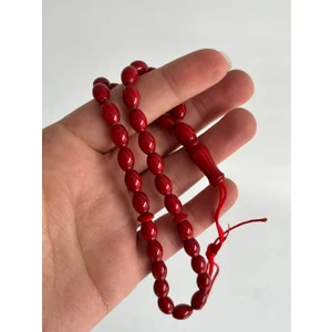Oval Kesim Kokulu Toz Kehribar Tesbih 33LÜK 6mm A009
