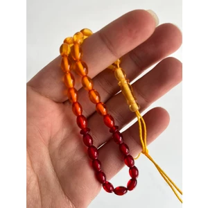 Oval Kesim Kokulu Toz Kehribar Tesbih 33LÜK 5mm A012