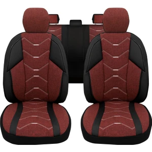 Verita Elegance Serisi - Honda Cr-V ile Uyumlu Koltuk Kılıfı, Keten-Deri / Bordo