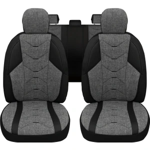 Verita Elegance Serisi - Volkswagen T-Cross ile Uyumlu Koltuk Kılıfı, Keten-Deri / Gri