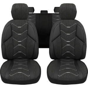 Verita Elegance Serisi - Dacia Logan ile Uyumlu Koltuk Kılıfı, Keten-Deri / Siyah