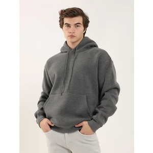 Antrasit Erkek Regular Fit Kapüşonlu Sweatshirt