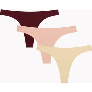 Nbb Ten Bordo Cappuccino 3lü Lazer Kesim Tanga