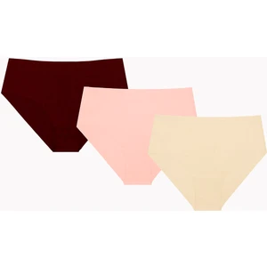 Nbb Ten Bordo Cappuccino 3lü Lazer Yüksek Bel Külot