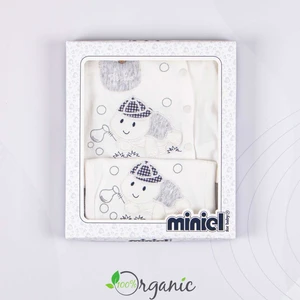 Bebek Mini Turtle Nakışlı 5li Hastane Çıkışı Seti - Ekru