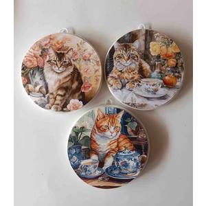 Zeymin Art Kedi Temalı 3 Lü Duvar Süsü