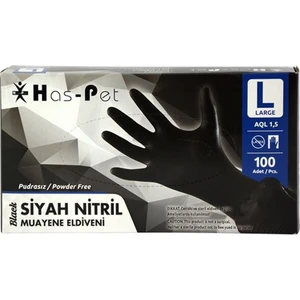 HasPet Nitril Pudrasız Eldiven Siyah 100'lü