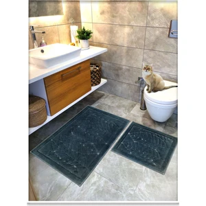 Cotton Crafty %100 Pamuk Dokuma Banyo Paspas Seti, Banyo Halısı Yaprak 60X100 - 60X50