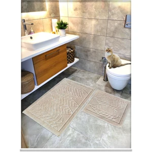 Cotton Crafty %100 Pamuk Dokuma Banyo Paspas Seti, Banyo Halısı Yaprak 60X100 - 60X50