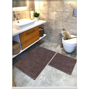 Cotton Crafty %100 Pamuk Dokuma Banyo Paspas Seti, Banyo Halısı Yaprak 60X100 - 60X50
