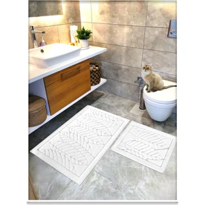 Cotton Crafty %100 Pamuk Dokuma Banyo Paspas Seti, Banyo Halısı YAPRAK 60X100 - 60X50