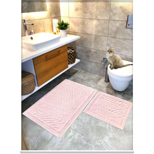 Cotton Crafty %100 Pamuk Dokuma Banyo Paspas Seti, Banyo Halısı Yaprak 60X100 - 60X50