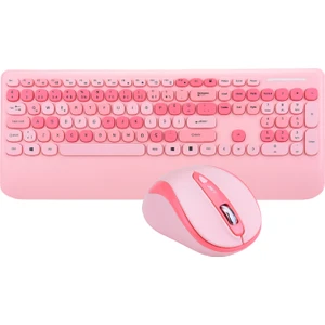 KM-6281 Candy Renkli Tuşlu Pembe Kablosuz Q Multimedia Klavye + Mouse Set