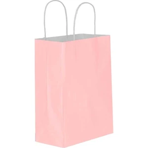 Büküm Saplı Kraft Kağıt Çanta Karton Hediyelik Poşet Torba - Pembe - 31X41 Cm. - 25 Adetlik Paket