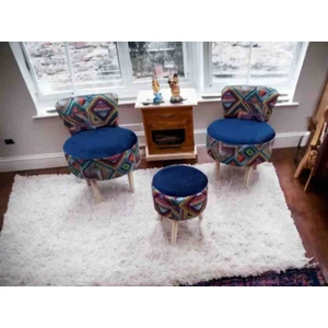 Çay Seti Ikili Koltuk Berjer ve Puf Takımı (Salon, Balkon, Ofis) 3 Lü Takım