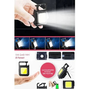 Şarj Edilebilir Mini LED Işık Çok Amaçlı Anahtarlık Mıknatıslı Şişe Açacağı