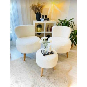 Çay Seti Ikili Koltuk Berjer ve Puf Takımı (Salon, Balkon, Ofis) 3 Lü Takım