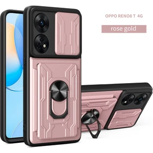 Oppo Reno 8t 4g Için Zil Standı ve Kart Yuvası ile Darbeye Dayanıklı Telefon Kılıfı (Yurt Dışından)