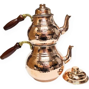 Bakır Çekiç Dövmeli Çaydanlık (Kalın Saç)