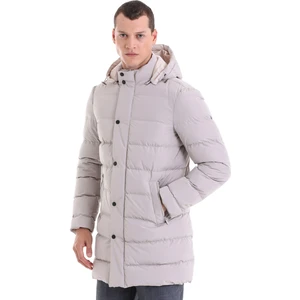 Hatem Saykı Taş Slim Fit Hakim Yaka Kapüşonlu Kaban