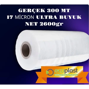 Ultra Büyük Gerçek 300 mt 17 Mikron Palet Streci Net 2600 gr Streç 50 cm