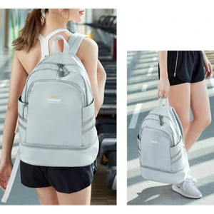 Ayakkabı Bölmeli ve Islak ve Kuru Ayırma Bayan Spor Sırt Çantası Katlanabilir Spor Çantası Seyahat Çantası (Yurt Dışından)