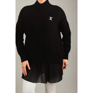 Siyah Kadın Full Likralı Sıfır Kol Piliseli Tesettür Içlik Tunik P-00006325