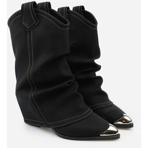 Nişantaşı Shoes Glinda Siyah Mat Körüklü Kadın Topuklu Bot