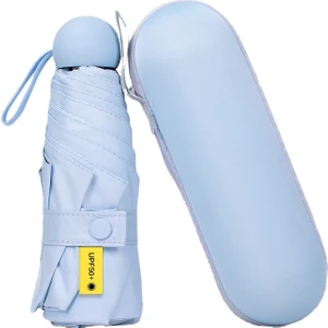 Güneş Şemsiyesi 8 Kemikli Kompakt Taşınabilir Cep Kapsülü Şemsiye Güneşlik ve Anti-Uv Güneş Koruma Şemsiyesi (Yurt Dışından)