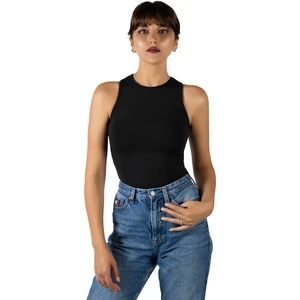 Terapi Men Kadın Siyah Fitted/vücuda Oturan Halter Yaka Spor Bluz Atlet 23K-TRP-CRP11