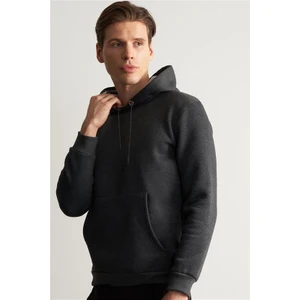 Çetinkaya Mentality 3706 Erkek Kapüşonlu Kanguru Cepli Rejenere Antrasitmelanj Sweatshirt