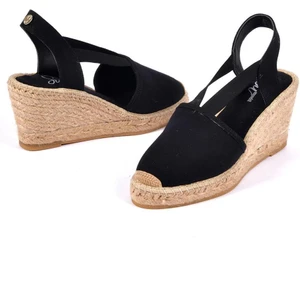 Su Espadril Elizabeth Siyah Kadın Dolgu Topuklu Espadril