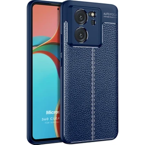 Xiaomi Mi 13T Pro Kılıf Deri Dokulu Silikon Lacivert