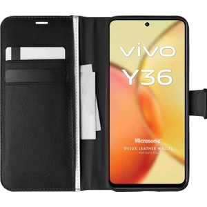 Vivo Y36 Kılıf Delux Leather Wallet Siyah