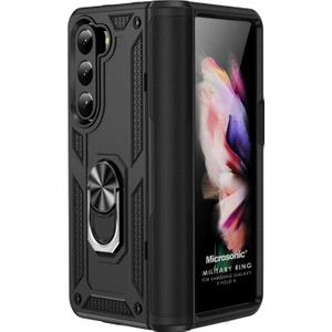 Samsung Galaxy Z Fold 5 Kılıf Military Ring Holder Siyah