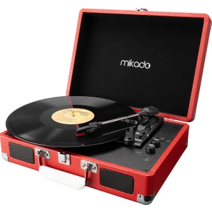 Nostalgia MN-P317 Kırmızı Turntable + Rca + Bluetooth Destekli Pikap