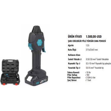 Zupper EW-50X Bataryalı Kablo Sıkma Pensesi Fiyatı