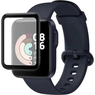 Fibaks Xiaomi Redmi Watch Lite Uyumlu Tam Kaplayan Ultra Ince Kavisli Siyah Çerçeveli Saat Ekran